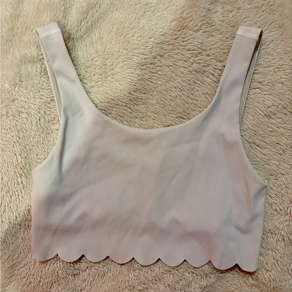 Aerie White Scalloped Crop Top - Picture 2 of 3